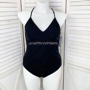 Maxine of Hollywood Azul Swimsuit Studded‎ One Piece Black Silver 16